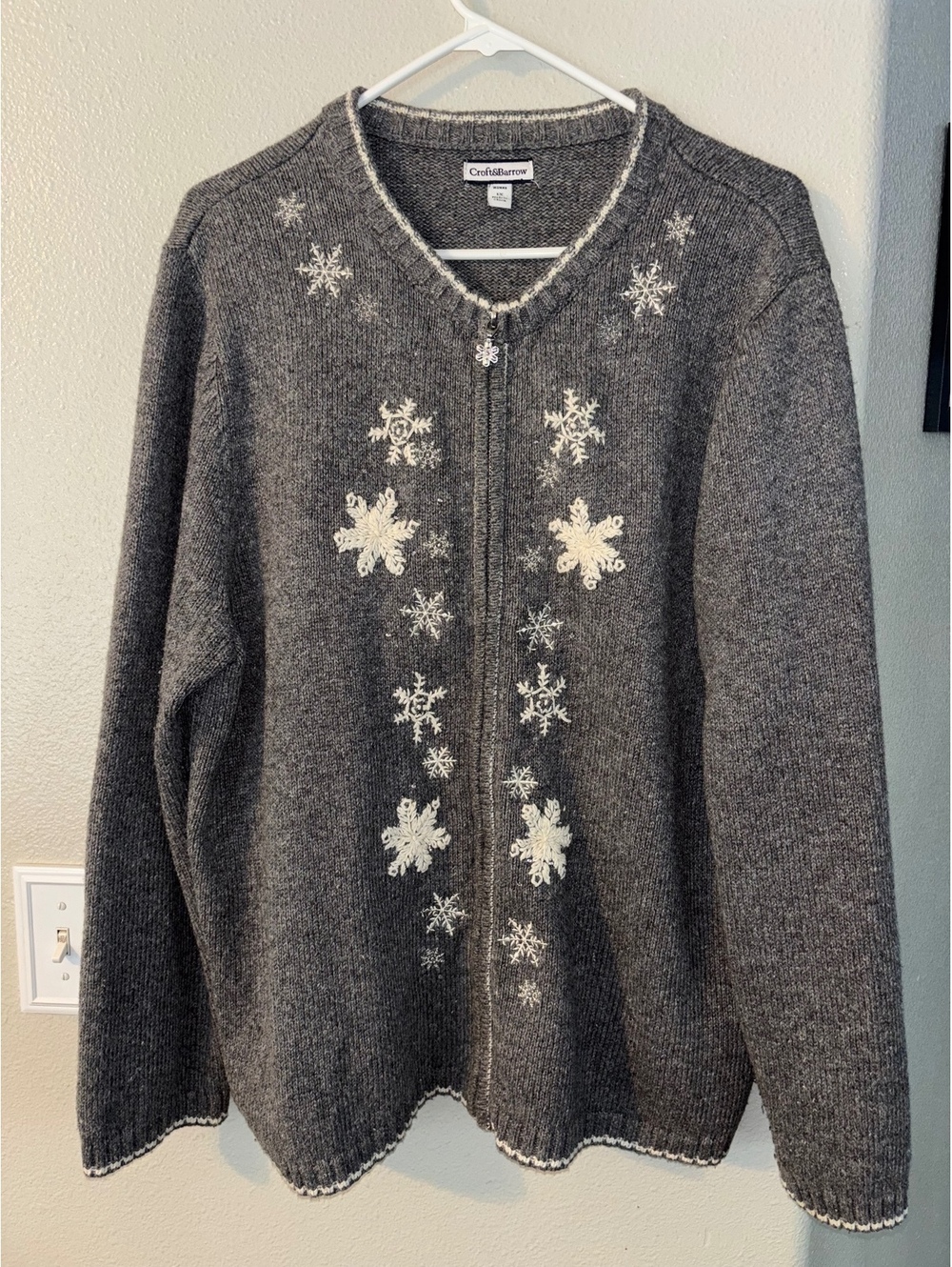 Vintage Croft & Barrow Snowflake Zip Cardigan 1X